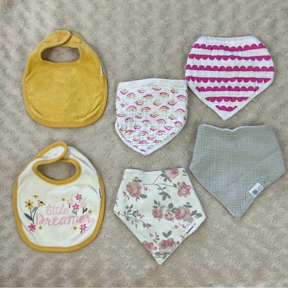 Baby Girl Bib Bundle Aden + Anais Bandana Style Gerber Little Dreamer